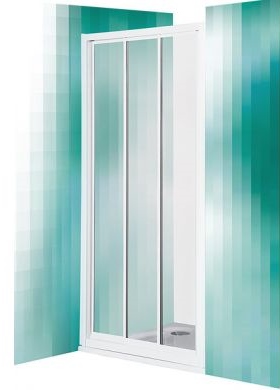 dušas durvis PD3N, 900 mm, h=1850, balts/caurspīdīgs stikls